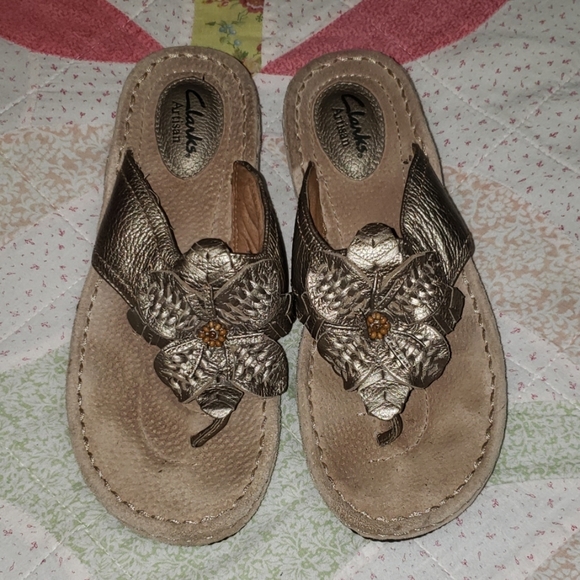 Clarks Shoes - Clarks bronzed gold Sandals.